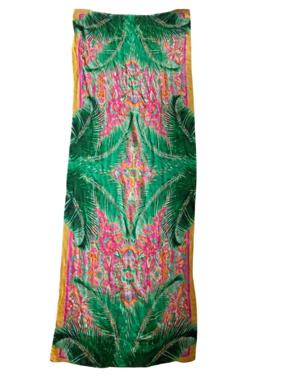 Micky London 100% Silk Scarf Wrap Tropical Resort Sarong Shawl 80" Geometric